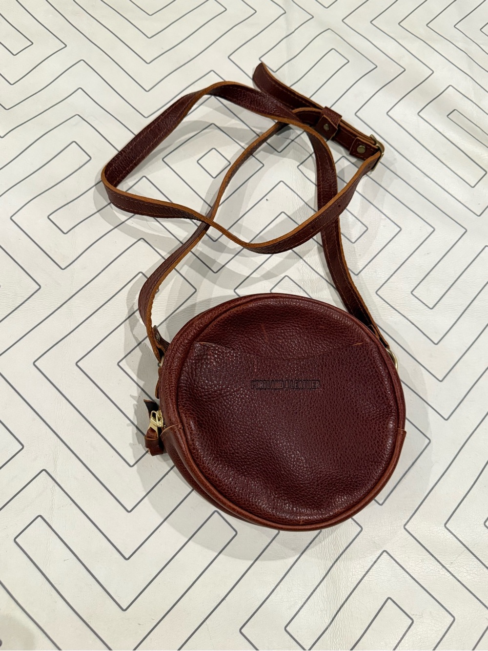 Portland Leather Round Pebbled Leather Crossbody Purse